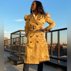 Elegant Double-Breasted Tan Trench Coat